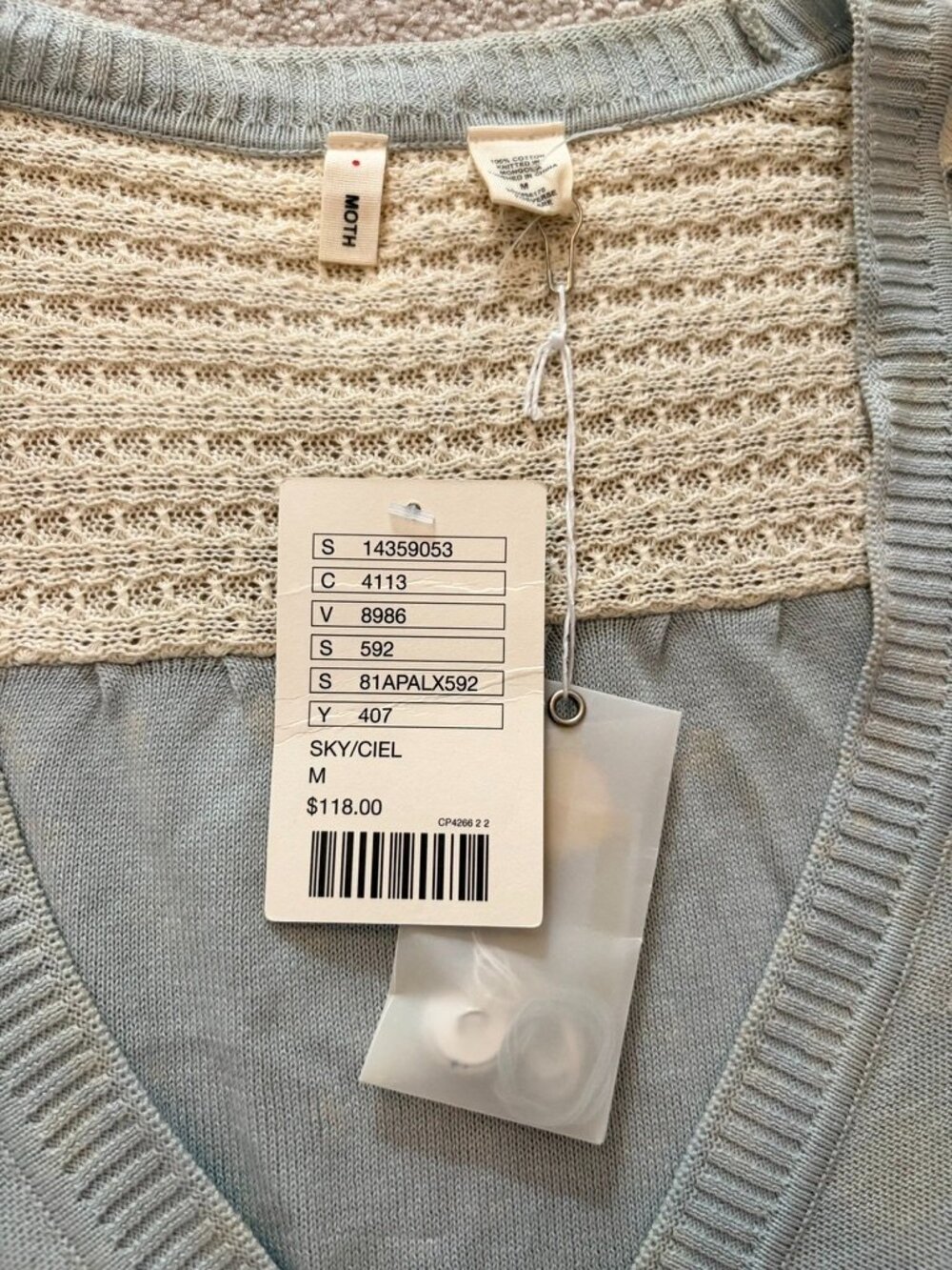 NWT Moth Anthropologie Nautical Ship Cardigan Sweater | Size M | Sky Blue - Picture 5 of 9